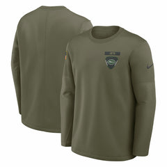 New York Jets 2025 Salute to Service Sideline Coaches Therma-FIT Long Sleeve Shirt - Olive - Nike