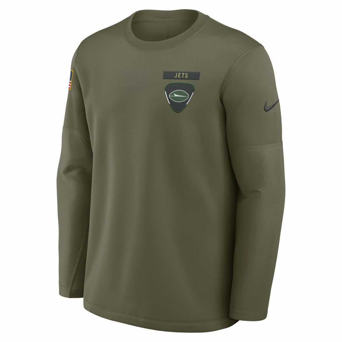 New York Jets 2025 Salute to Service Sideline Coaches Therma-FIT Long Sleeve Shirt - Olive - Nike