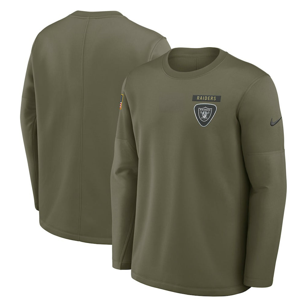 Las Vegas Raiders 2025 Salute to Service Sideline Coaches Therma-FIT Long Sleeve Shirt - Olive - Nike