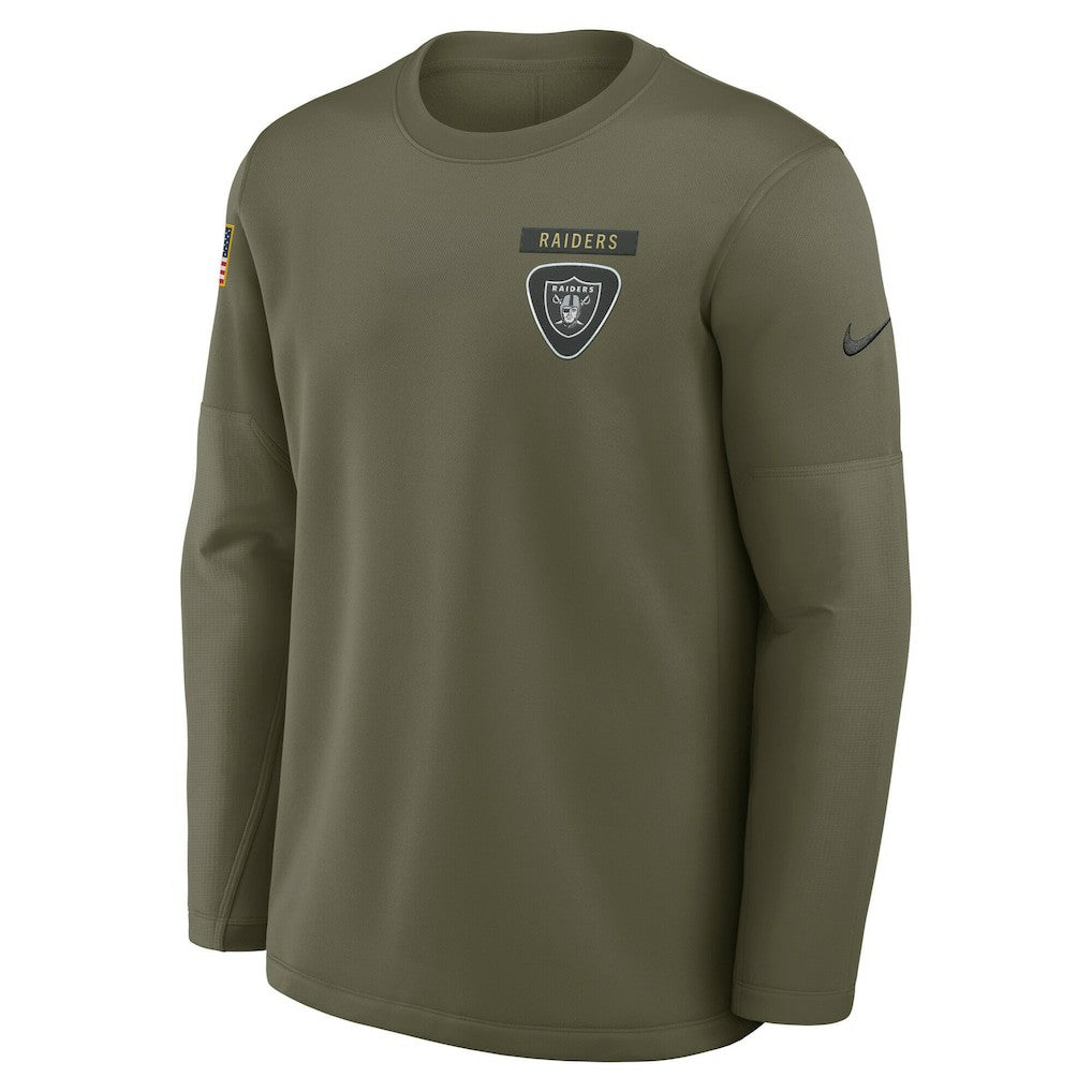 Las Vegas Raiders 2025 Salute to Service Sideline Coaches Therma-FIT Long Sleeve Shirt - Olive - Nike