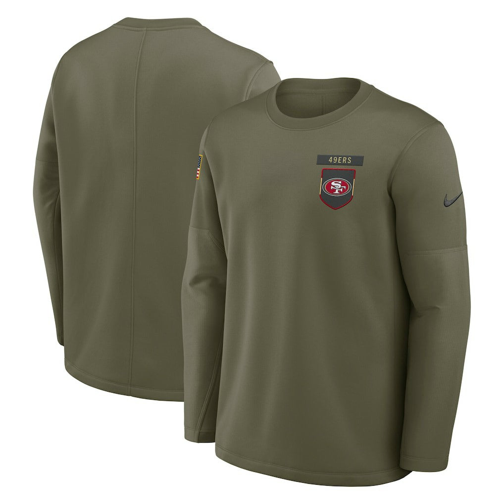 San Francisco 49ers 2025 Salute to Service Sideline Coaches Therma-FIT Long Sleeve Shirt - Olive - Nike