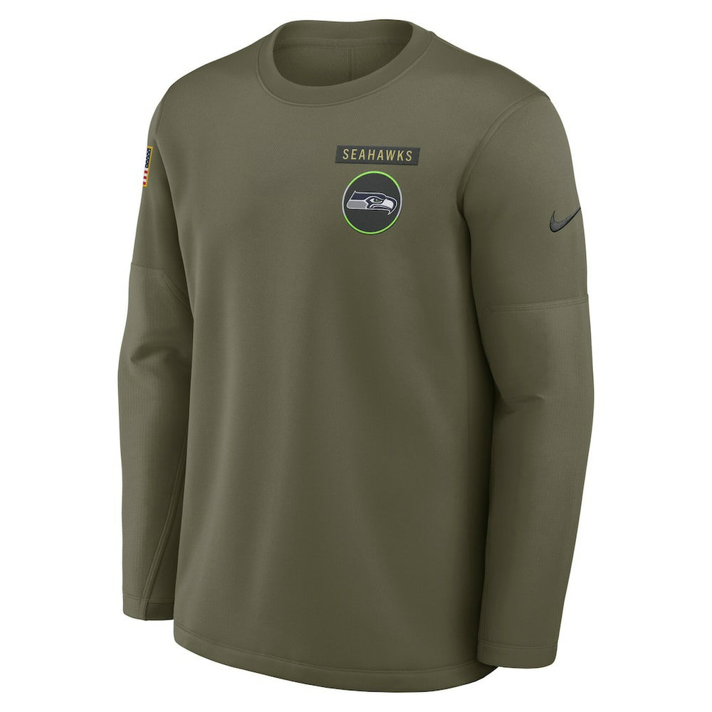 Seattle Seahawks 2025 Salute to Service Sideline Coaches Therma-FIT Long Sleeve Shirt - Olive - Nike