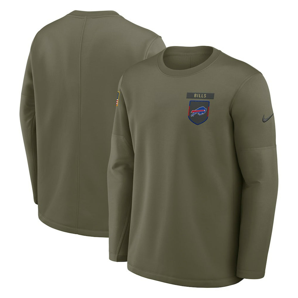 Buffalo Bills 2025 Salute to Service Sideline Coaches Therma-FIT Long Sleeve Shirt - Olive - Nike
