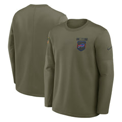 Buffalo Bills 2025 Salute to Service Sideline Coaches Therma-FIT Long Sleeve Shirt - Olive - Nike