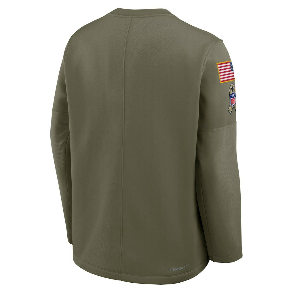 Buffalo Bills 2025 Salute to Service Sideline Coaches Therma-FIT Long Sleeve Shirt - Olive - Nike