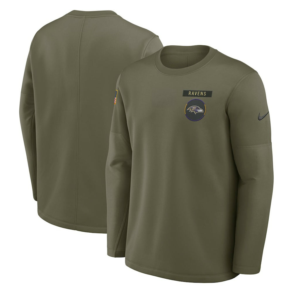Baltimore Ravens 2025 Salute to Service Sideline Coaches Therma-FIT Long Sleeve Shirt - Olive - Nike