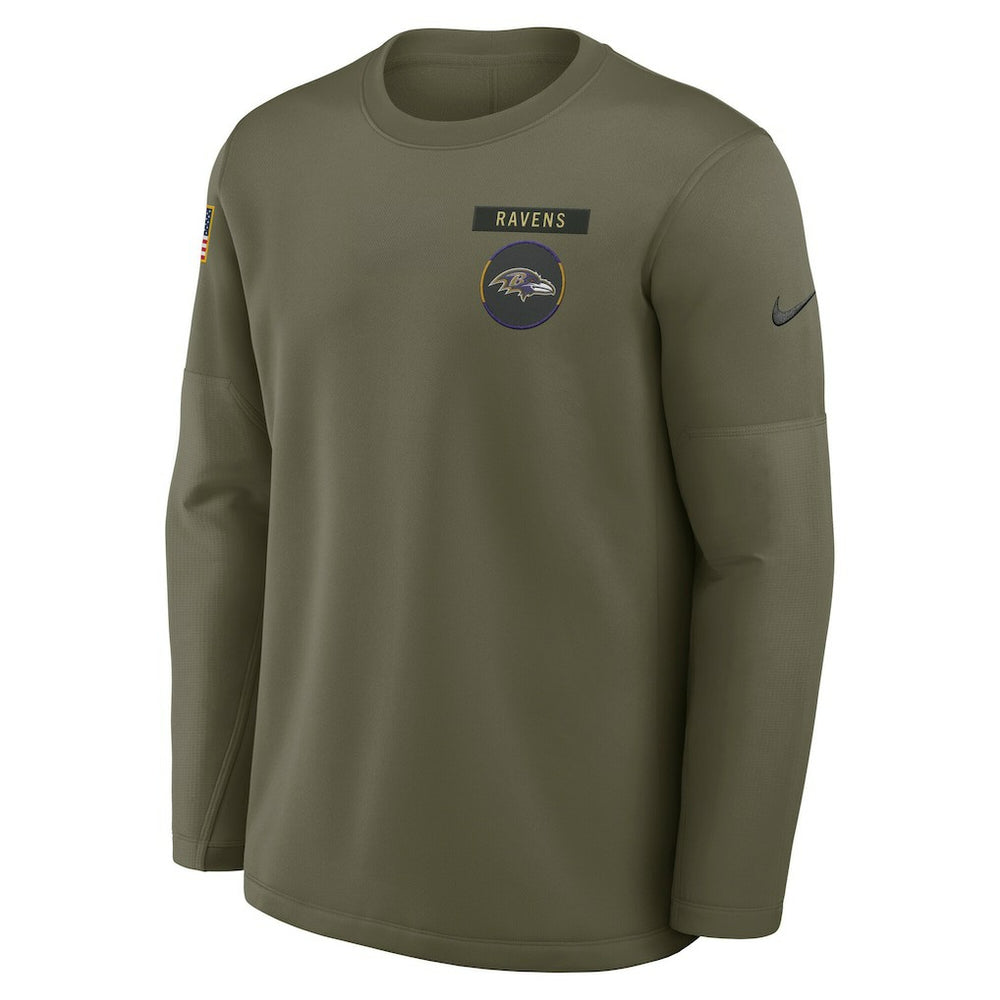 Baltimore Ravens 2025 Salute to Service Sideline Coaches Therma-FIT Long Sleeve Shirt - Olive - Nike
