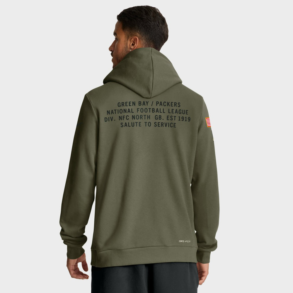 Green Bay Packers Big & Tall 2025 Salute to Service Sideline Dominant Force Dri-FIT Hoodie - Olive - Nike