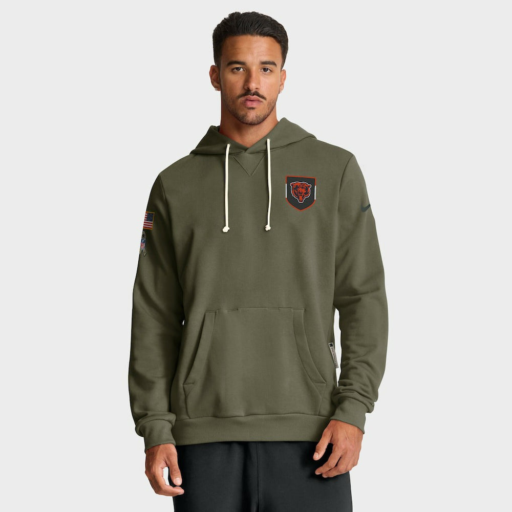Chicago Bears Big & Tall 2025 Salute to Service Sideline Dominant Force Dri-FIT Hoodie - Olive - Nike