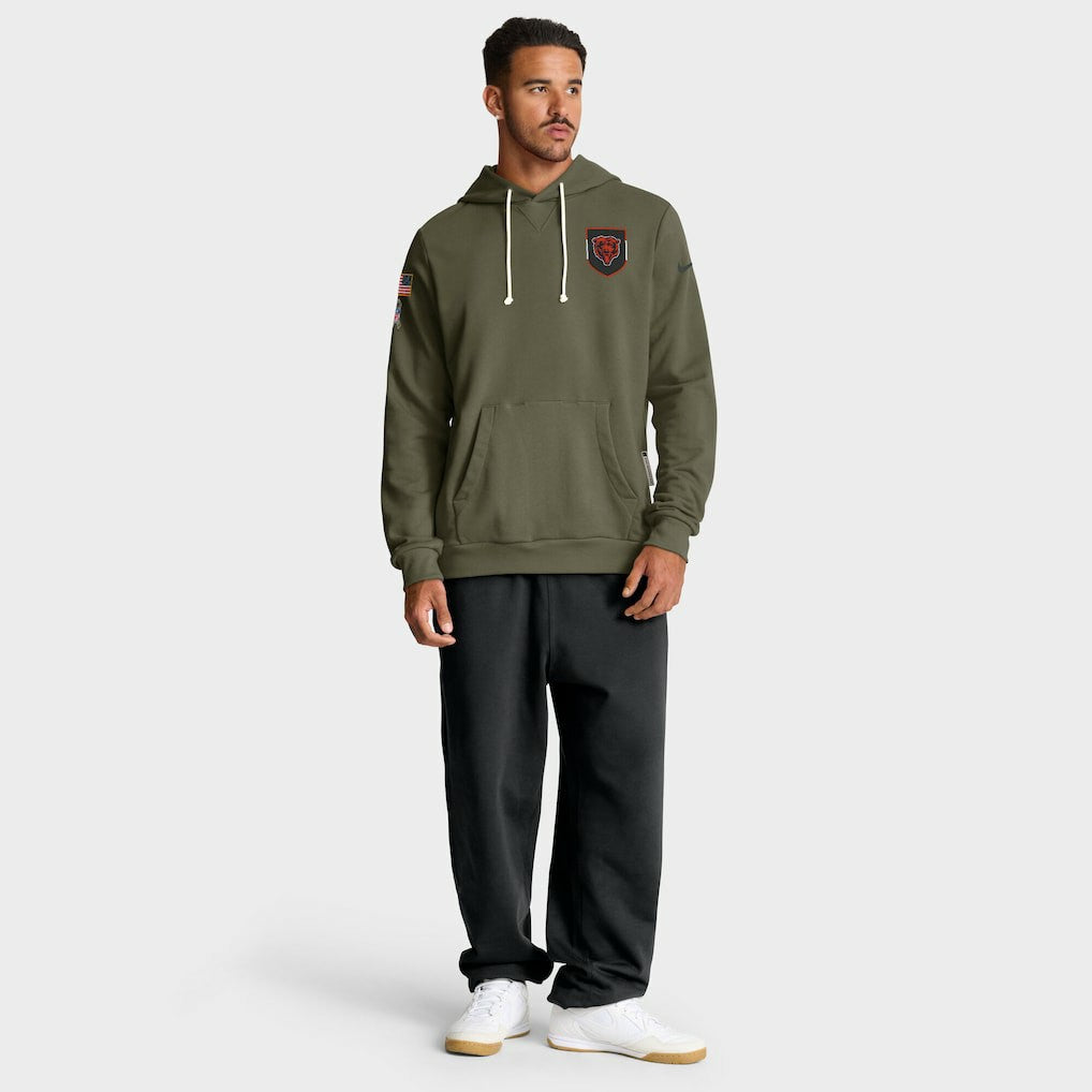 Chicago Bears Big & Tall 2025 Salute to Service Sideline Dominant Force Dri-FIT Hoodie - Olive - Nike