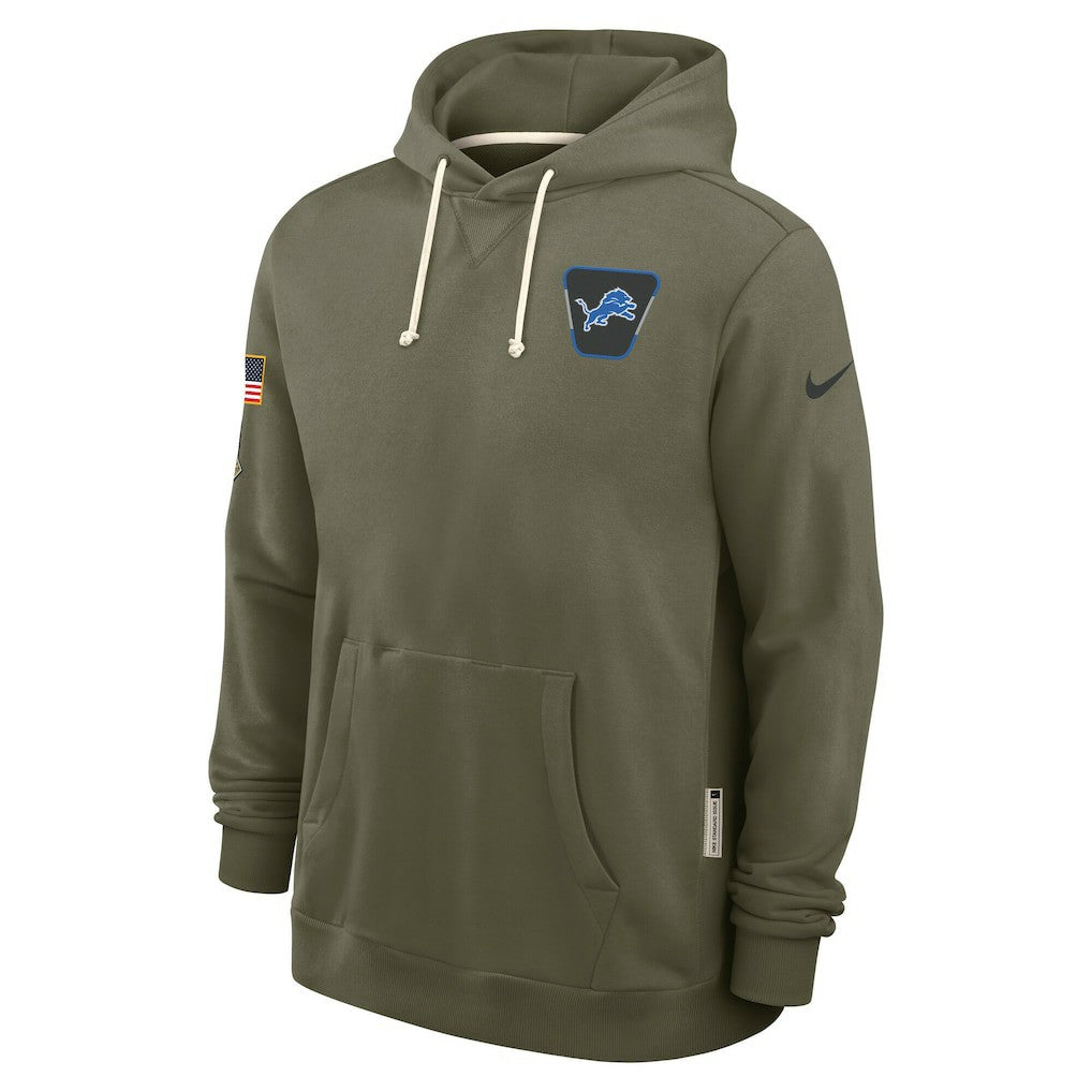 Detroit Lions Big & Tall 2025 Salute to Service Sideline Dominant Force Dri-FIT Hoodie - Olive - Nike