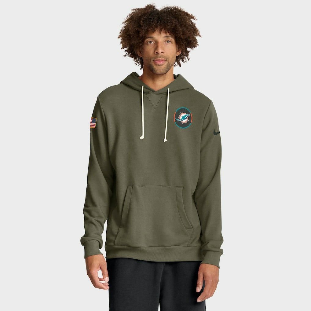 Miami Dolphins Big & Tall 2025 Salute to Service Sideline Dominant Force Dri-FIT Hoodie - Olive - Nike