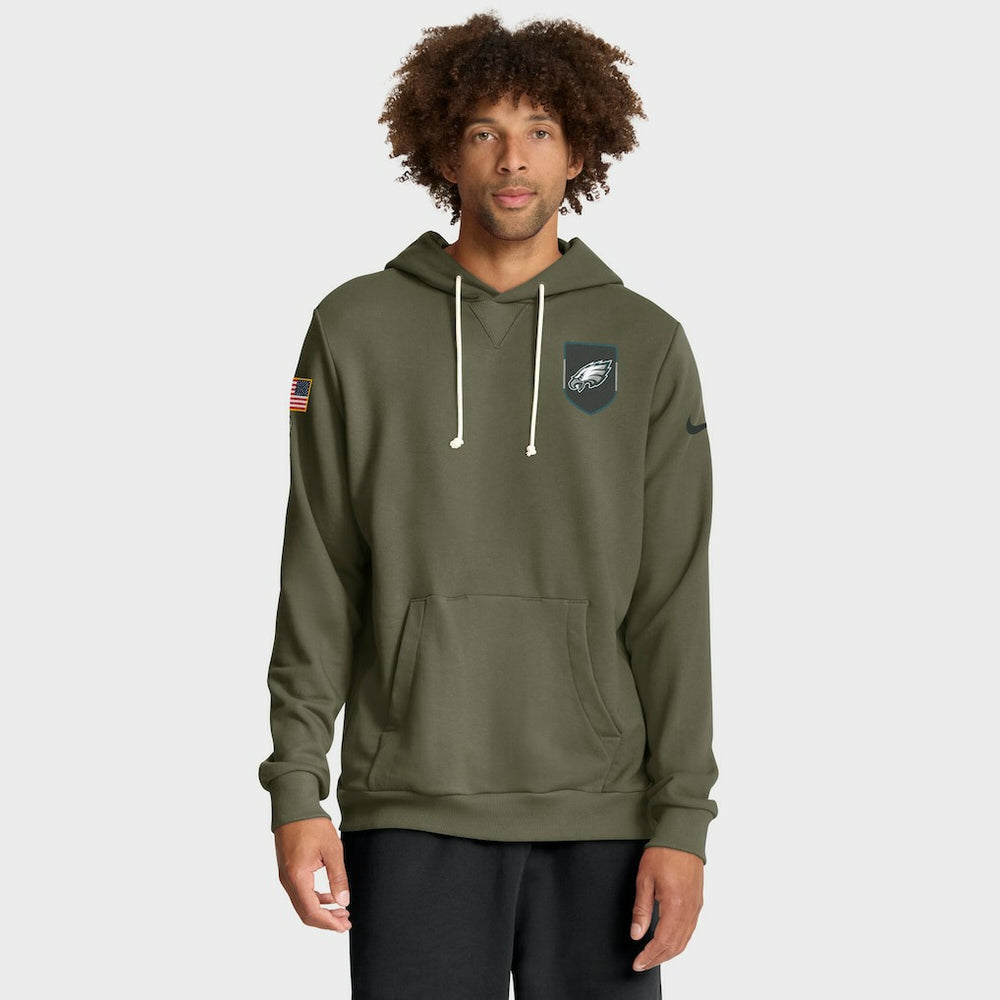 Philadelphia Eagles Big & Tall 2025 Salute to Service Sideline Dominant Force Dri-FIT Hoodie - Olive - Nike