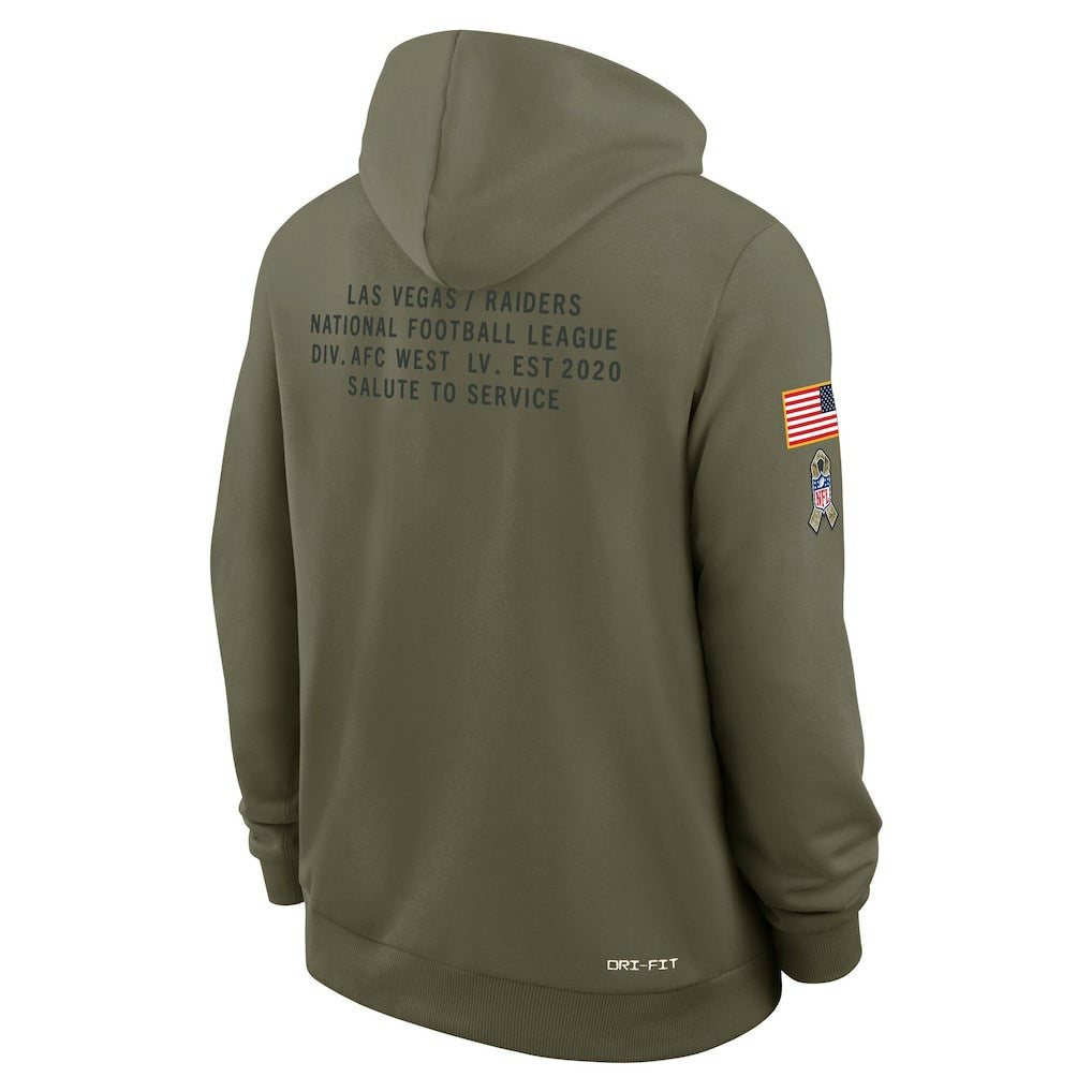 Las Vegas Raiders Big & Tall 2025 Salute to Service Sideline Dominant Force Dri-FIT Hoodie - Olive - Nike