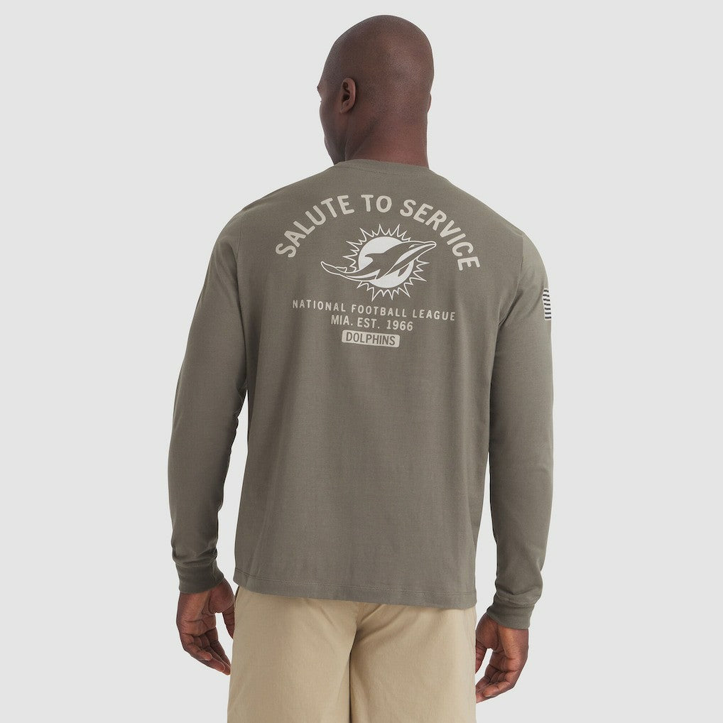 Miami Dolphins 2025 Salute to Service Sideline Long Sleeve T-Shirt - Olive - Nike