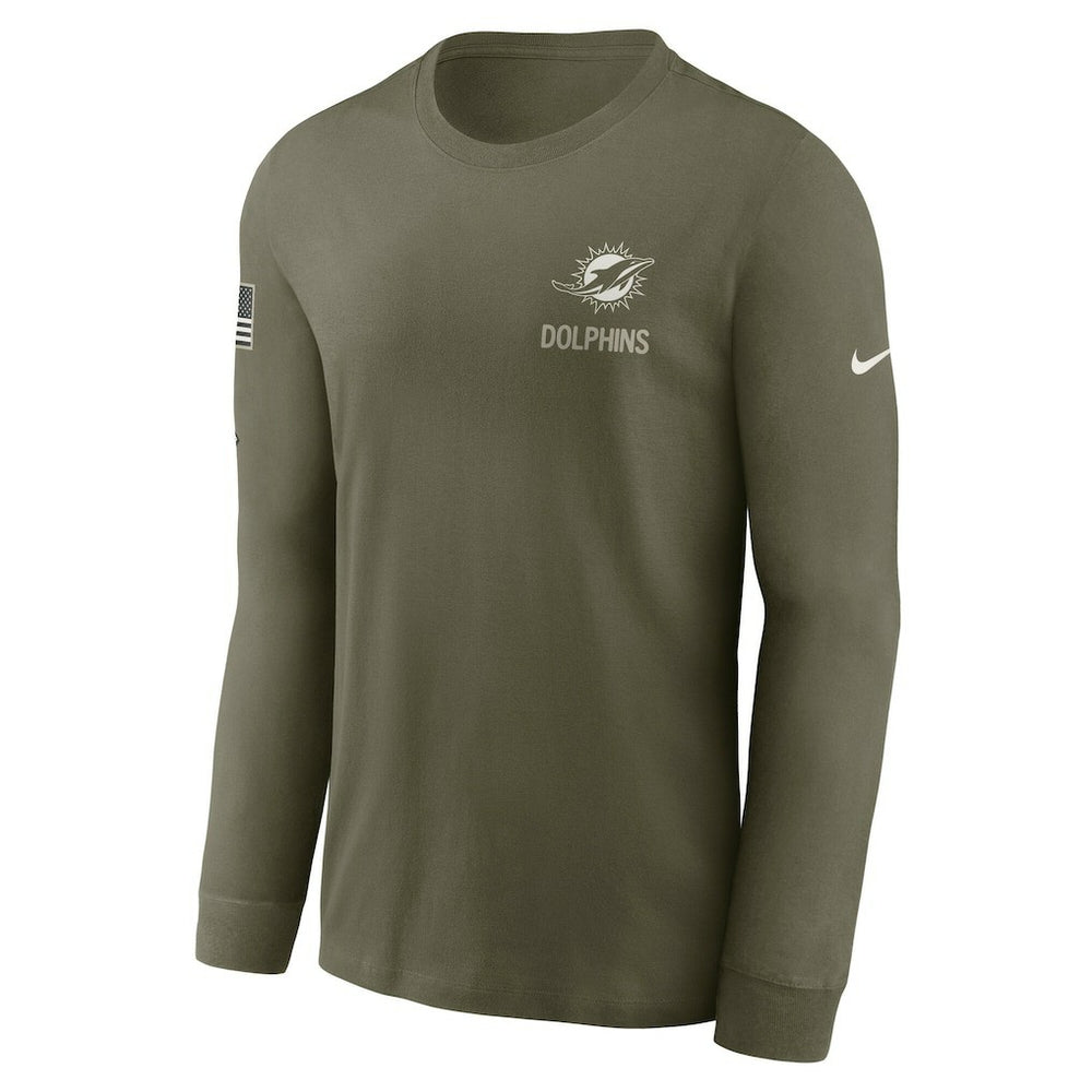 Miami Dolphins 2025 Salute to Service Sideline Long Sleeve T-Shirt - Olive - Nike