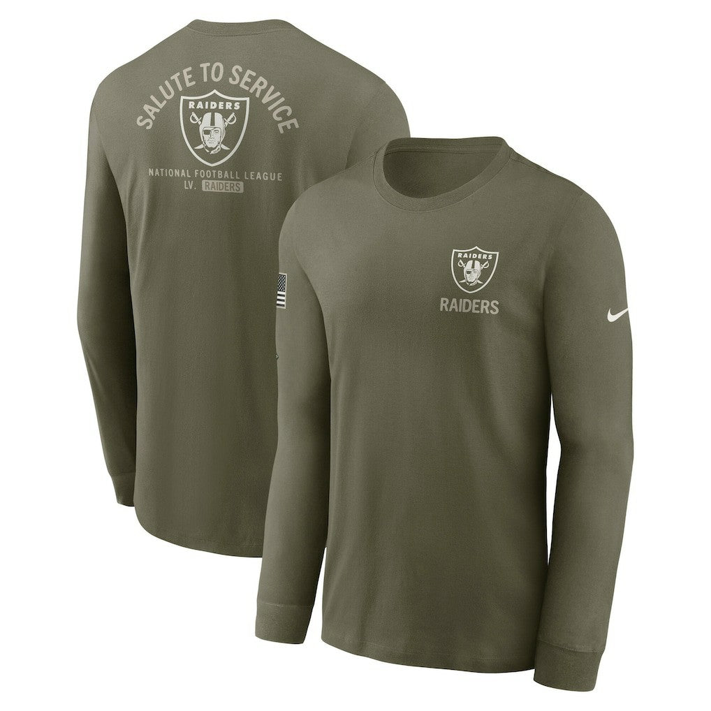 Las Vegas Raiders 2025 Salute to Service Sideline Long Sleeve T-Shirt - Olive - Nike