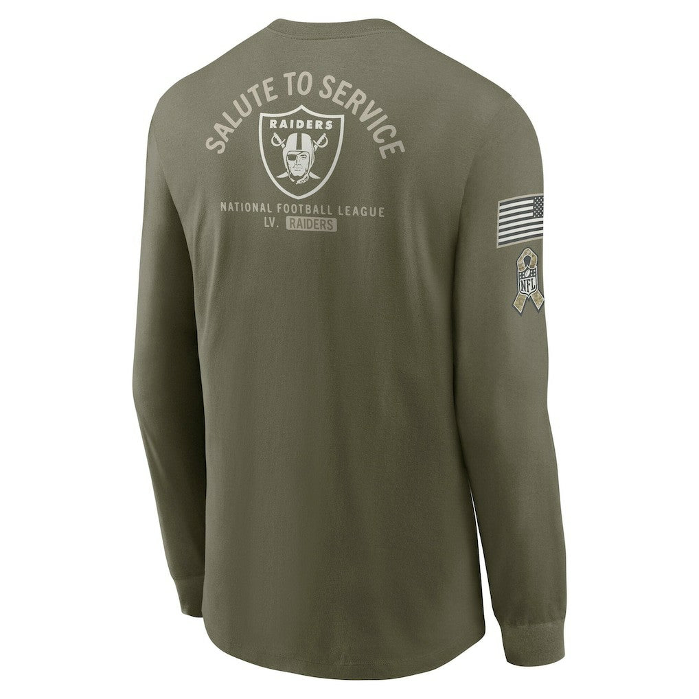 Las Vegas Raiders 2025 Salute to Service Sideline Long Sleeve T-Shirt - Olive - Nike