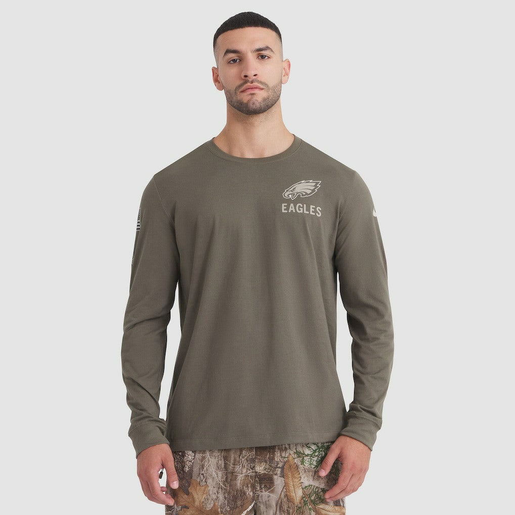 Philadelphia Eagles 2025 Salute to Service Sideline Long Sleeve T-Shirt - Olive - Nike