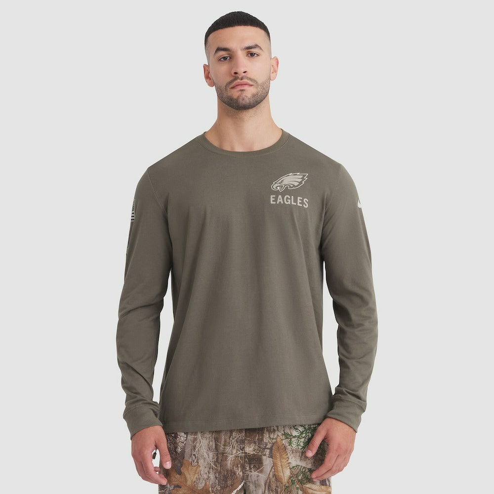 Philadelphia Eagles 2025 Salute to Service Sideline Long Sleeve T-Shirt - Olive - Nike