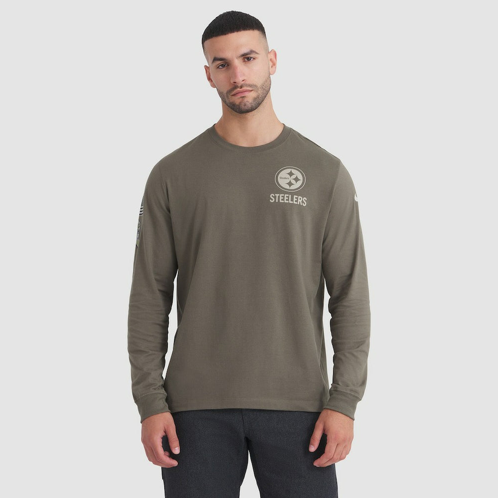 Pittsburgh Steelers 2025 Salute to Service Sideline Long Sleeve T-Shirt - Olive - Nike
