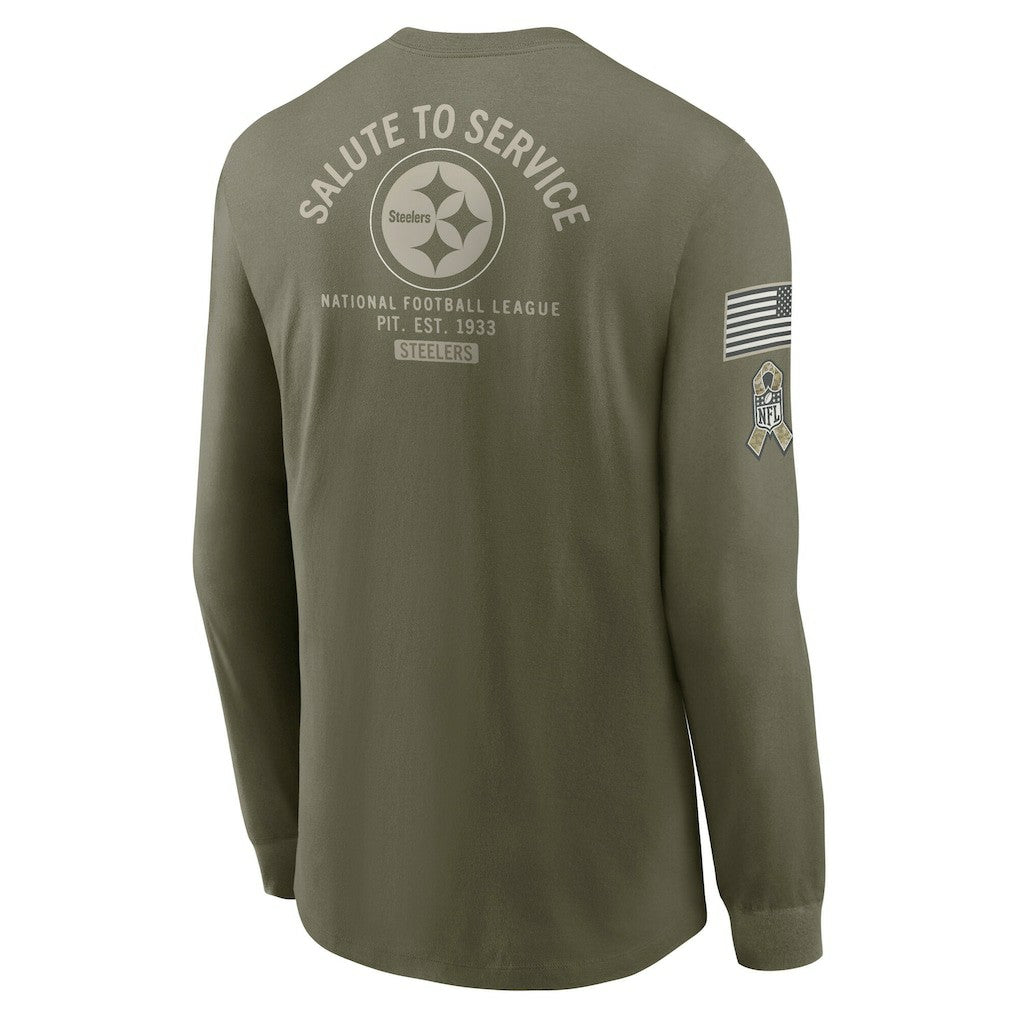 Pittsburgh Steelers 2025 Salute to Service Sideline Long Sleeve T-Shirt - Olive - Nike