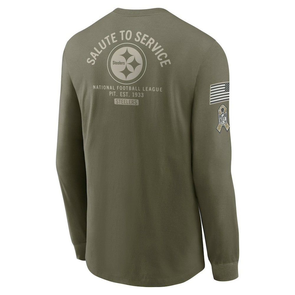 Pittsburgh Steelers 2025 Salute to Service Sideline Long Sleeve T-Shirt - Olive - Nike
