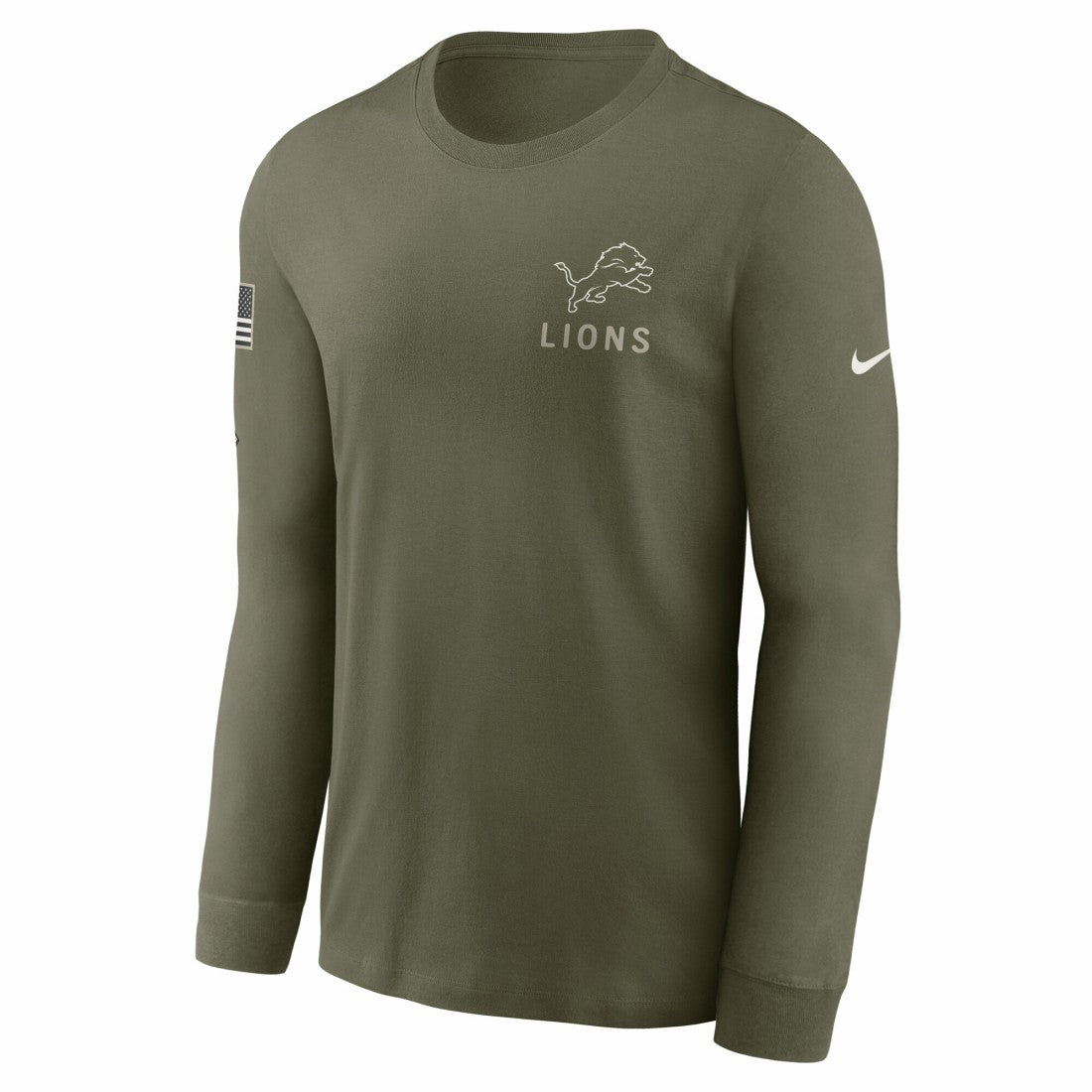 Detroit Lions 2025 Salute to Service Sideline Long Sleeve T-Shirt - Olive - Nike
