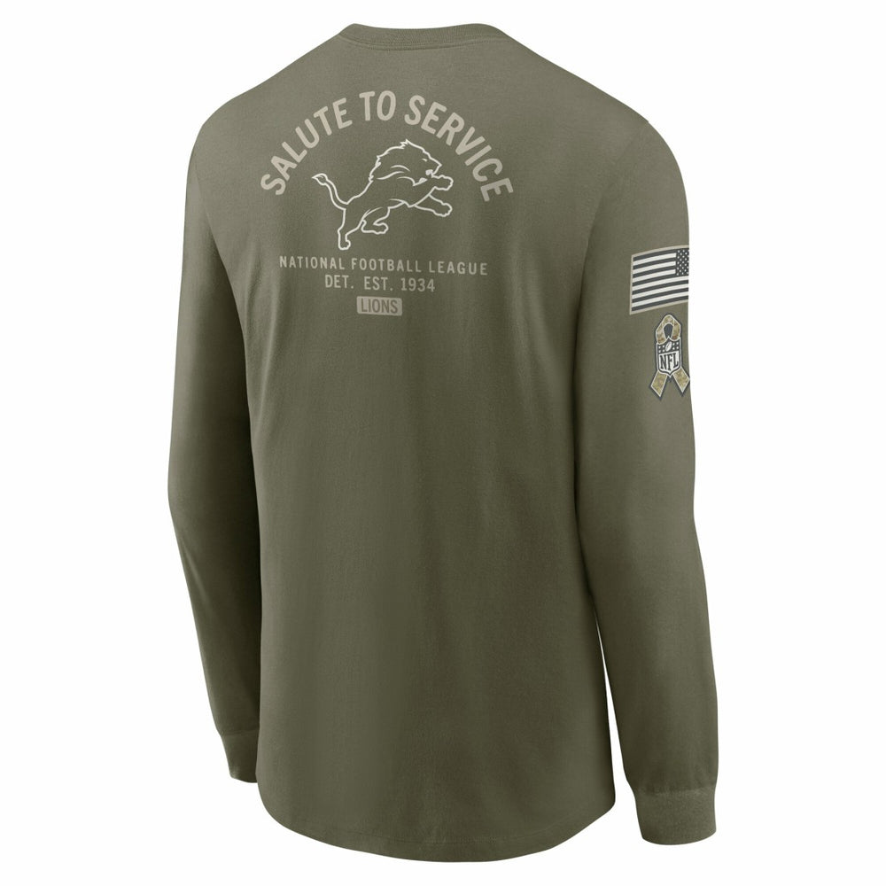 Detroit Lions 2025 Salute to Service Sideline Long Sleeve T-Shirt - Olive - Nike