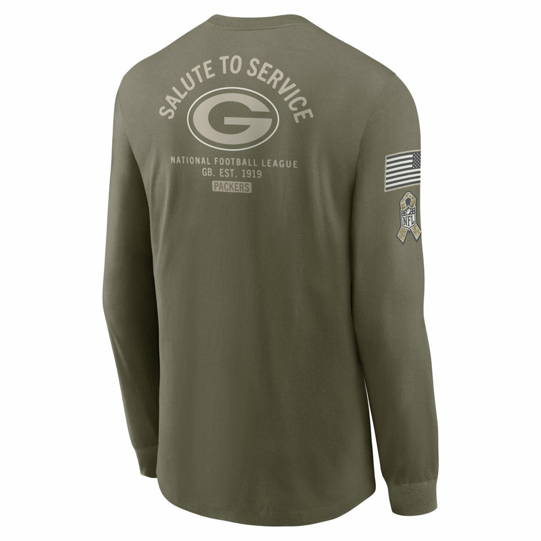Green Bay Packers 2025 Salute to Service Sideline Long Sleeve T-Shirt - Olive - Nike
