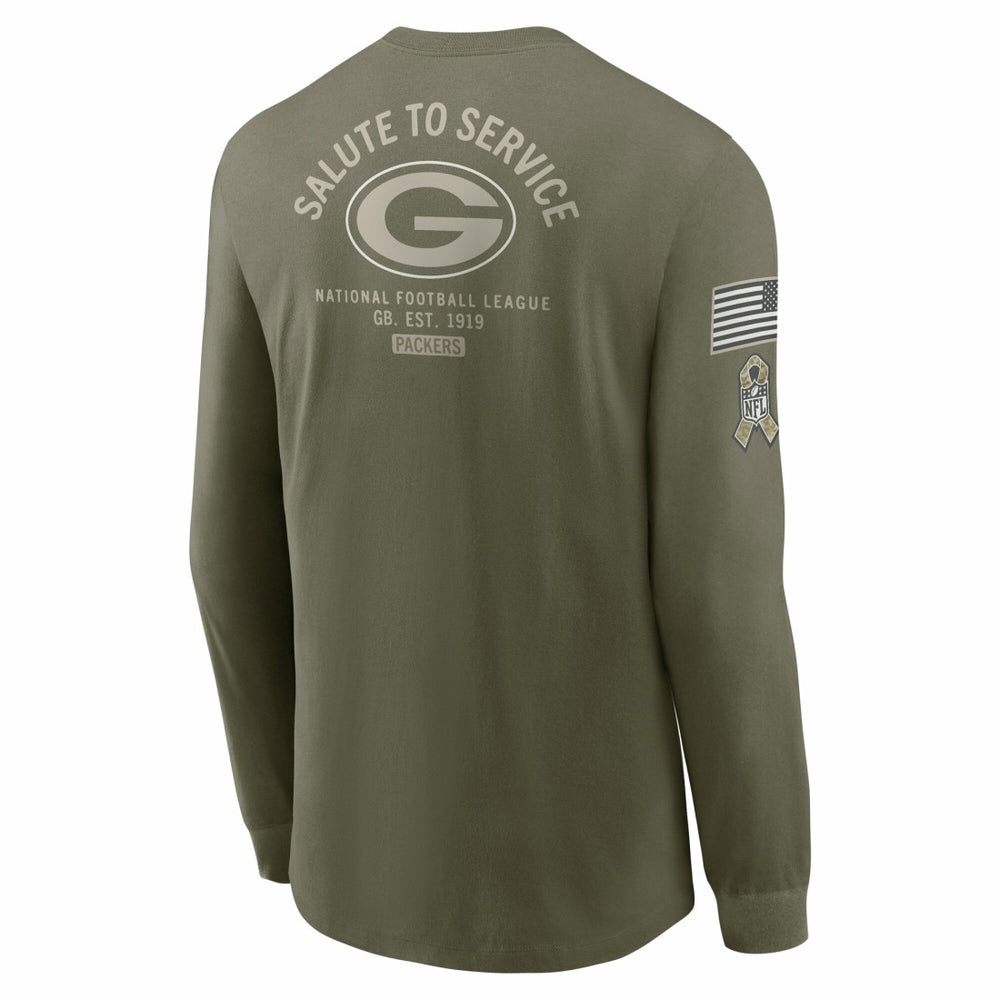 Green Bay Packers 2025 Salute to Service Sideline Long Sleeve T-Shirt - Olive - Nike