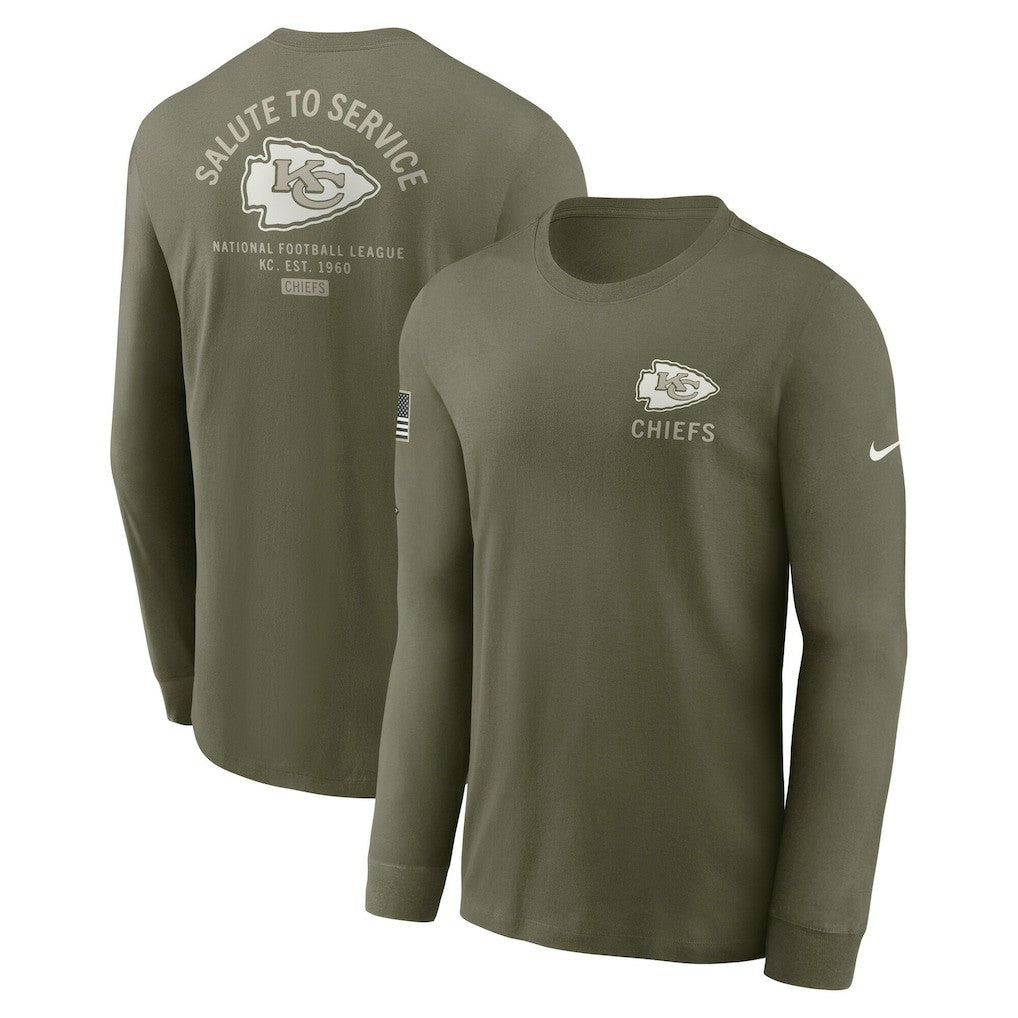Kansas City Chiefs 2025 Salute to Service Sideline Long Sleeve T-Shirt - Olive - Nike