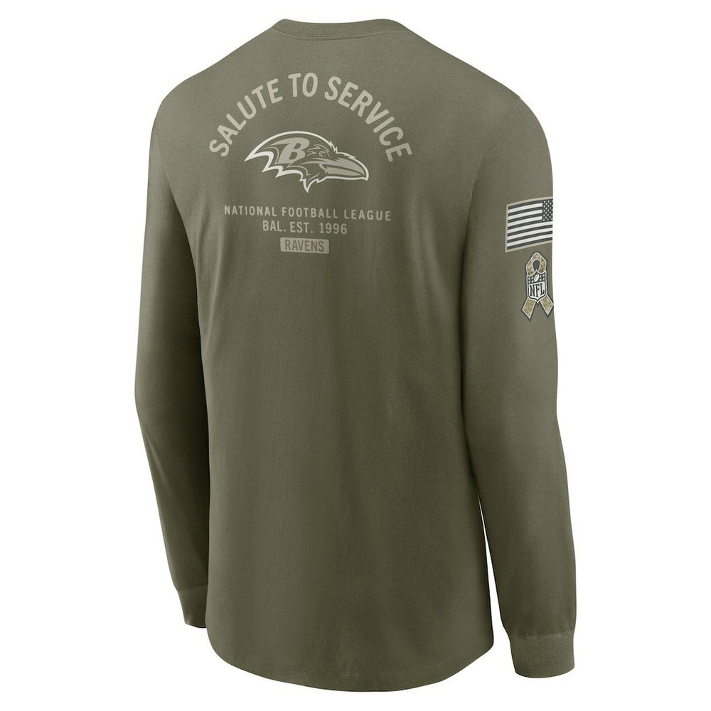 Baltimore Ravens 2025 Salute to Service Sideline Long Sleeve T-Shirt - Olive - Nike