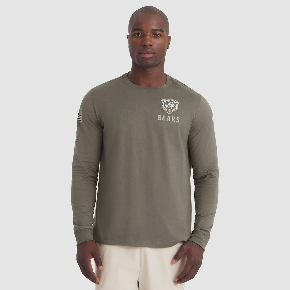 Chicago Bears 2025 Salute to Service Sideline Long Sleeve T-Shirt - Olive - Nike