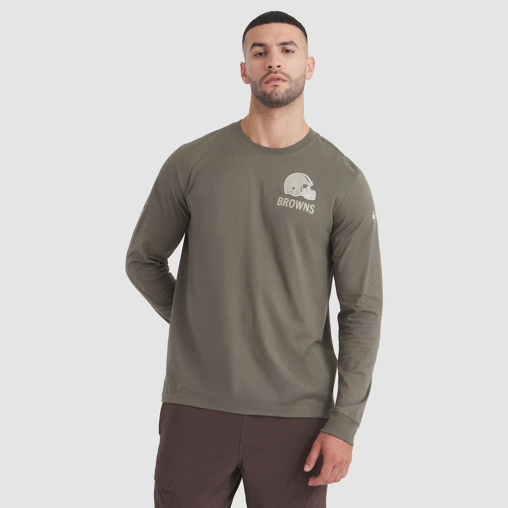 Cleveland Browns 2025 Salute to Service Sideline Long Sleeve T-Shirt - Olive - Nike