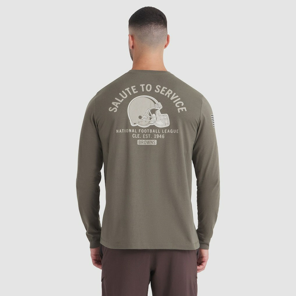 Cleveland Browns 2025 Salute to Service Sideline Long Sleeve T-Shirt - Olive - Nike