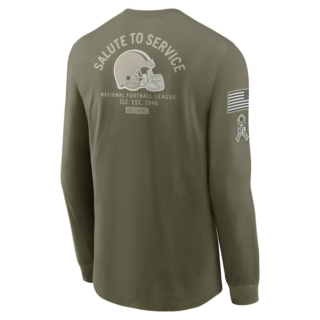 Cleveland Browns 2025 Salute to Service Sideline Long Sleeve T-Shirt - Olive - Nike