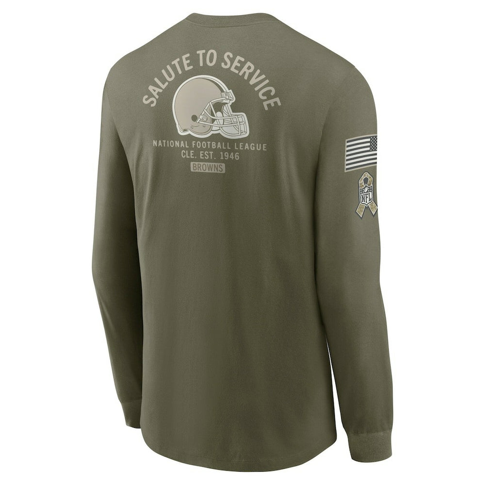 Cleveland Browns 2025 Salute to Service Sideline Long Sleeve T-Shirt - Olive - Nike