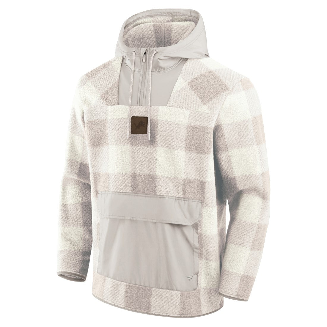 Detroit Lions Elements Plaid Polar Fleece Quarter-Zip Hoodie - Gray - Fanatics