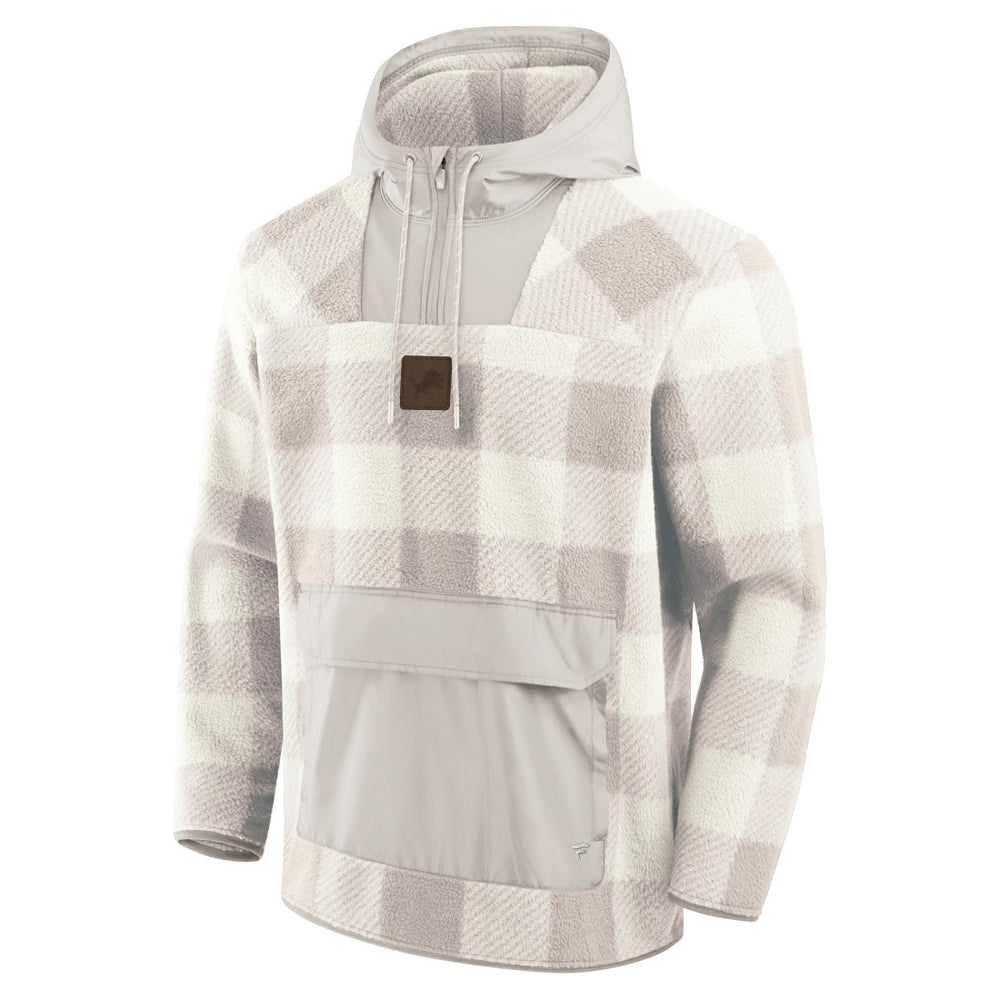 Detroit Lions Elements Plaid Polar Fleece Quarter-Zip Hoodie - Gray - Fanatics