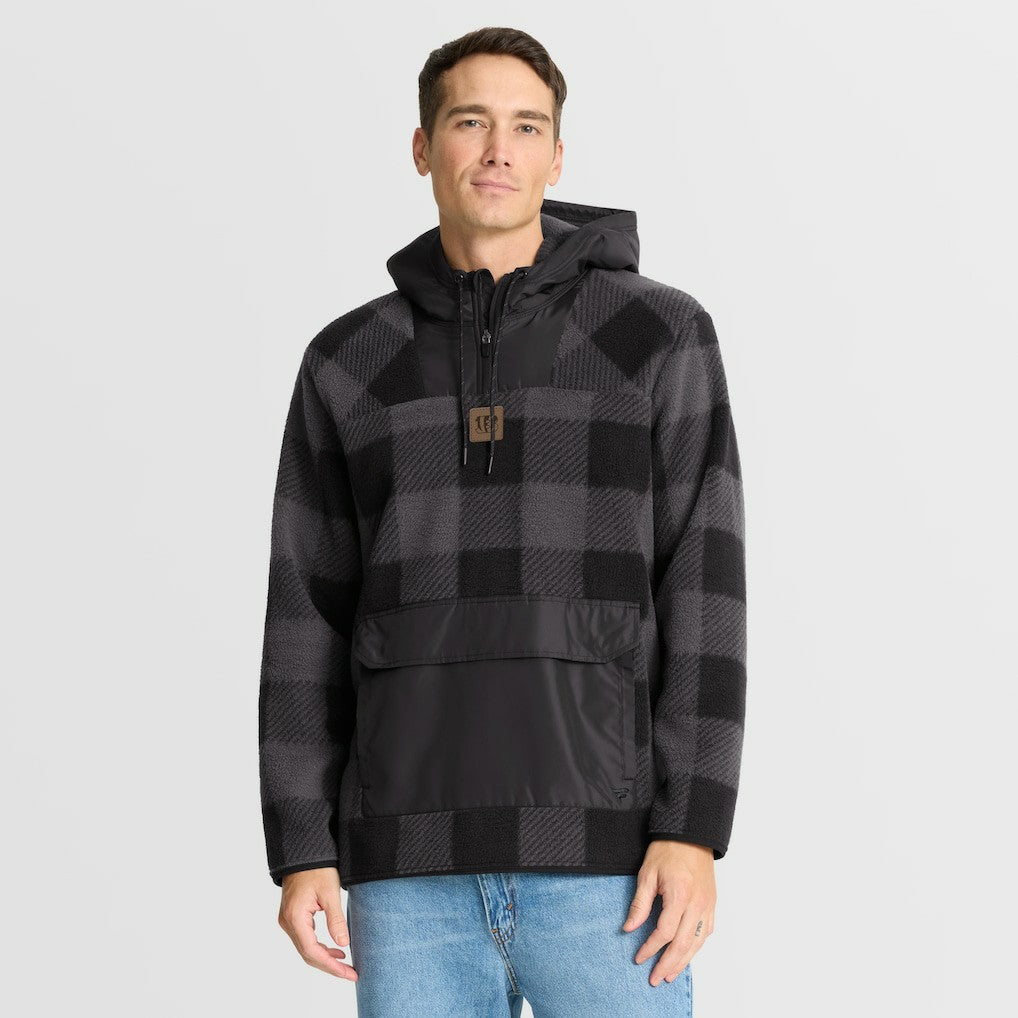 Cincinnati Bengals Elements Plaid Polar Fleece Quarter-Zip Hoodie - Black - Fanatics