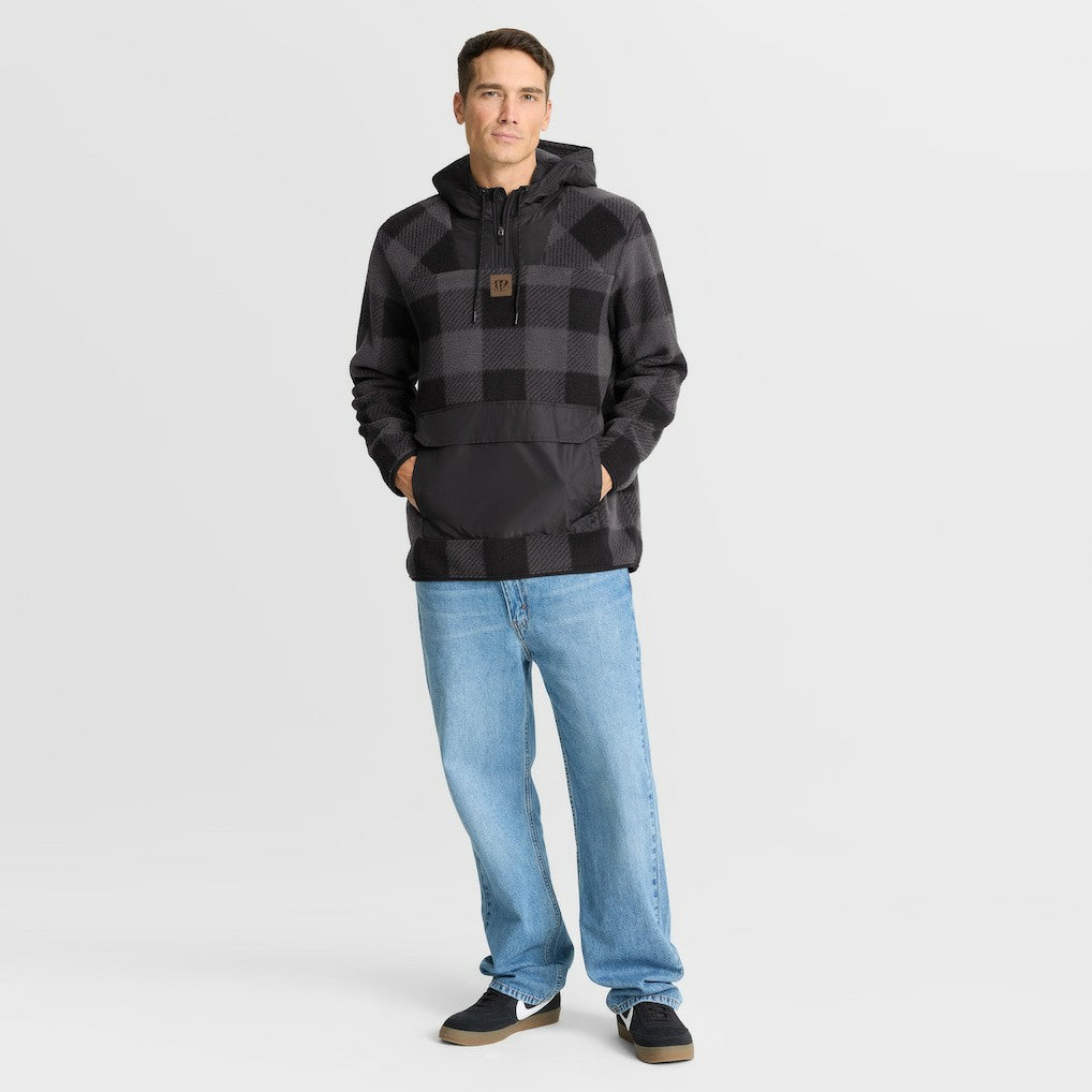 Cincinnati Bengals Elements Plaid Polar Fleece Quarter-Zip Hoodie - Black - Fanatics