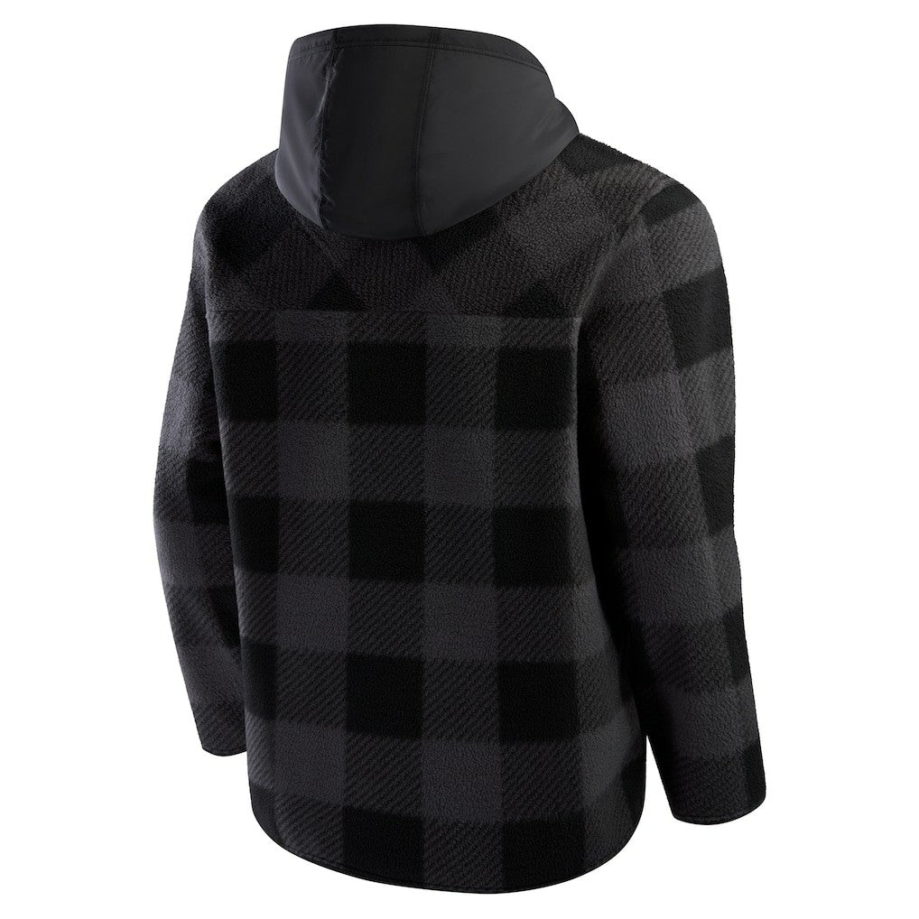 San Francisco 49ers Elements Plaid Polar Fleece Quarter-Zip Hoodie - Black - Fanatics