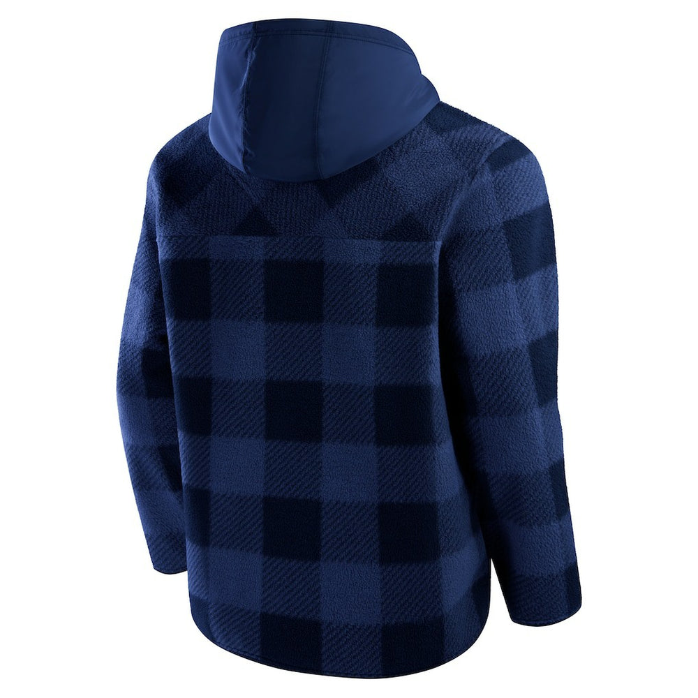 Denver Broncos Elements Plaid Polar Fleece Quarter-Zip Hoodie - Navy - Fanatics