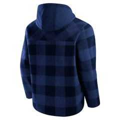 Denver Broncos Elements Plaid Polar Fleece Quarter-Zip Hoodie - Navy - Fanatics