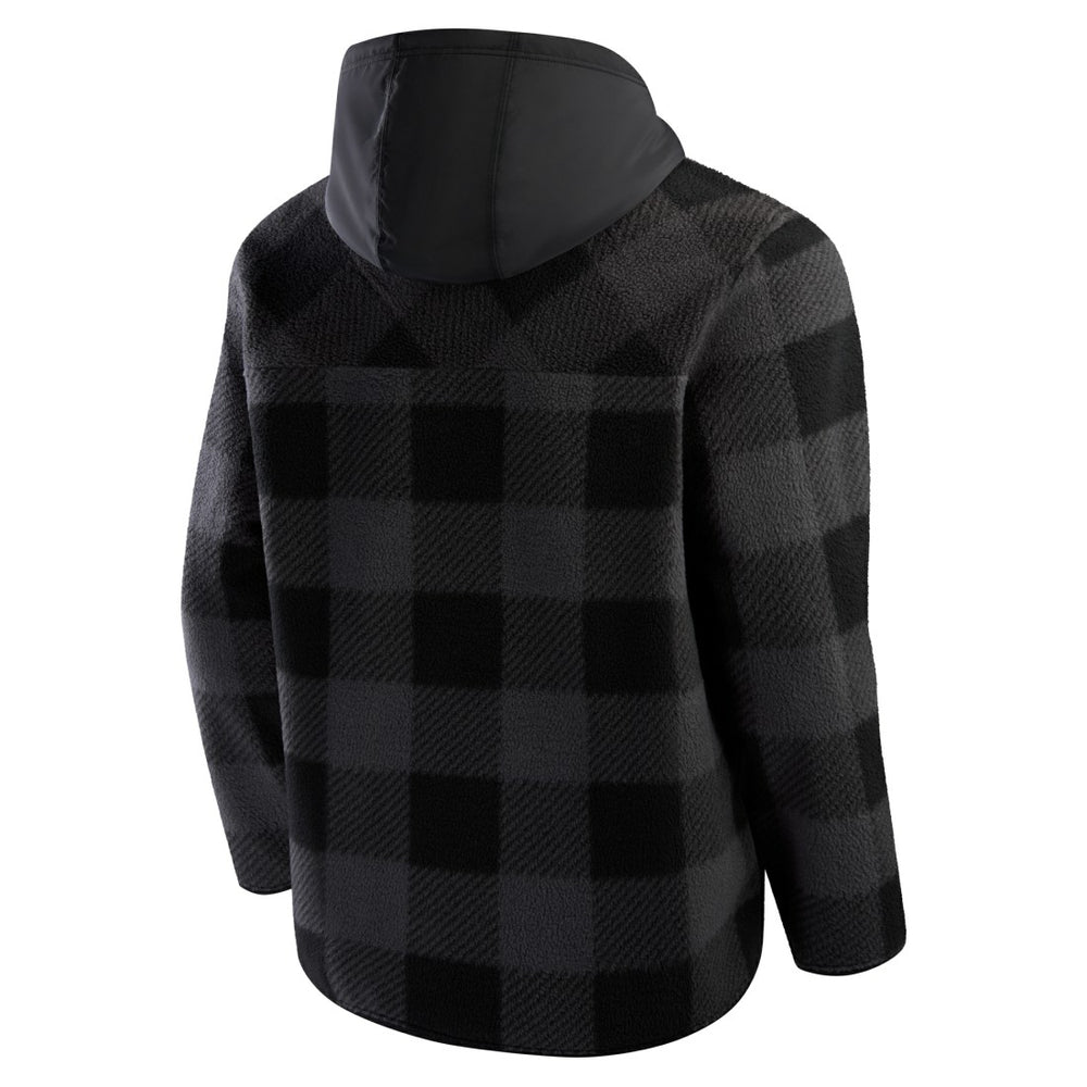 Green Bay Packers Elements Plaid Polar Fleece Quarter-Zip Hoodie - Black - Fanatics
