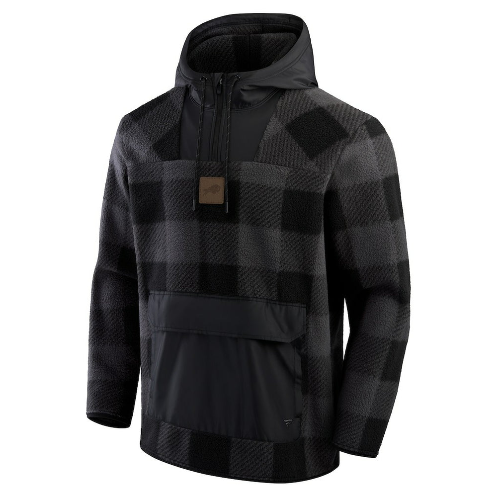 Buffalo Bills Elements Plaid Polar Fleece Quarter-Zip Hoodie - Black - Fanatics