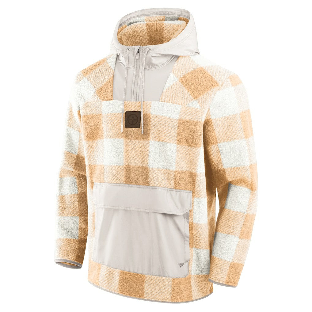 Pittsburgh Steelers Elements Plaid Polar Fleece Quarter-Zip Hoodie - Tan - Fanatics