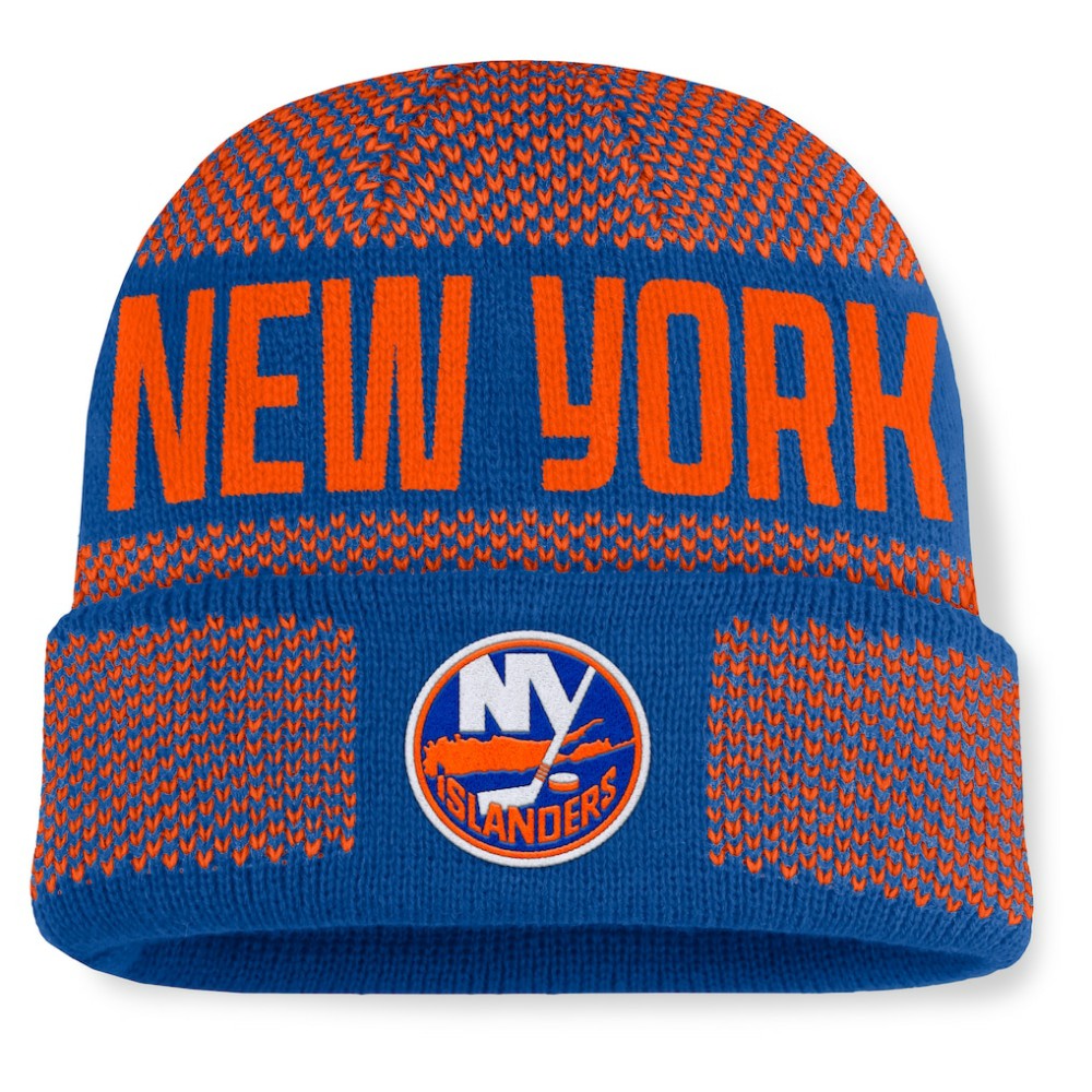 New York Islanders Fanatics Fundamentals Shelter Cuffed Knit Hat - Royal/Orange | Fanatics on sale