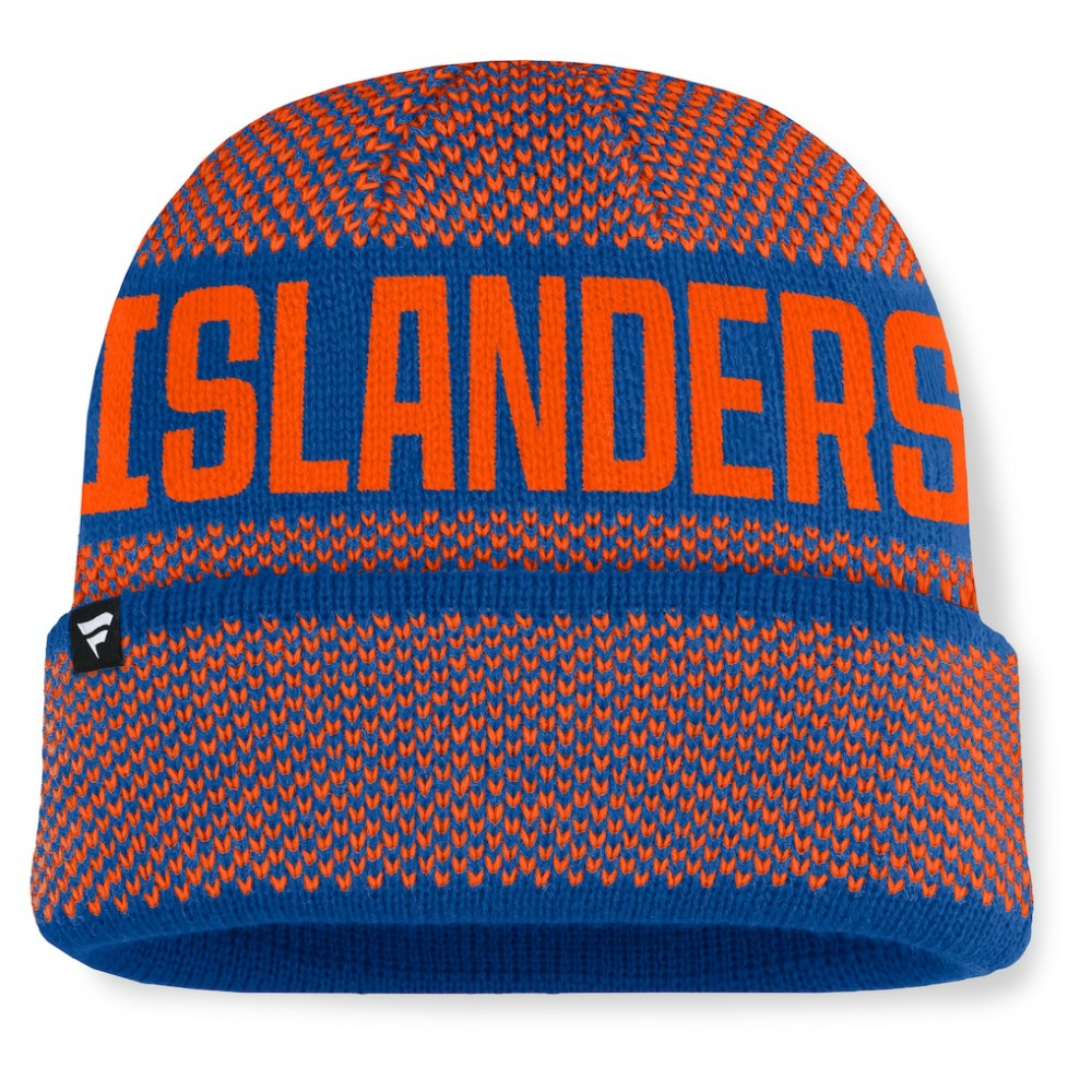 New York Islanders Fanatics Fundamentals Shelter Cuffed Knit Hat - Royal/Orange | Fanatics on sale